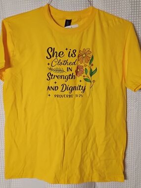 Gildan Yellow Floral Proverbs Graphic Tee